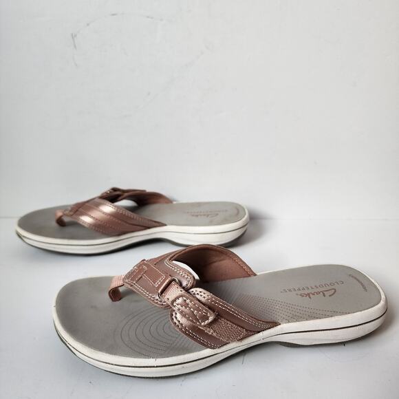 Clarks Cloudsteppers Thong Sandals Womens Size 7 Breeze Sea Flip Flops Rose Gold - Picture 3 of 11